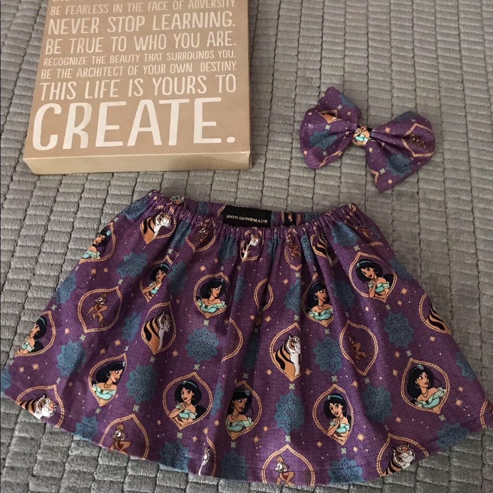 Custom & Handmade Princess Jasmine Skirt & Bow Set